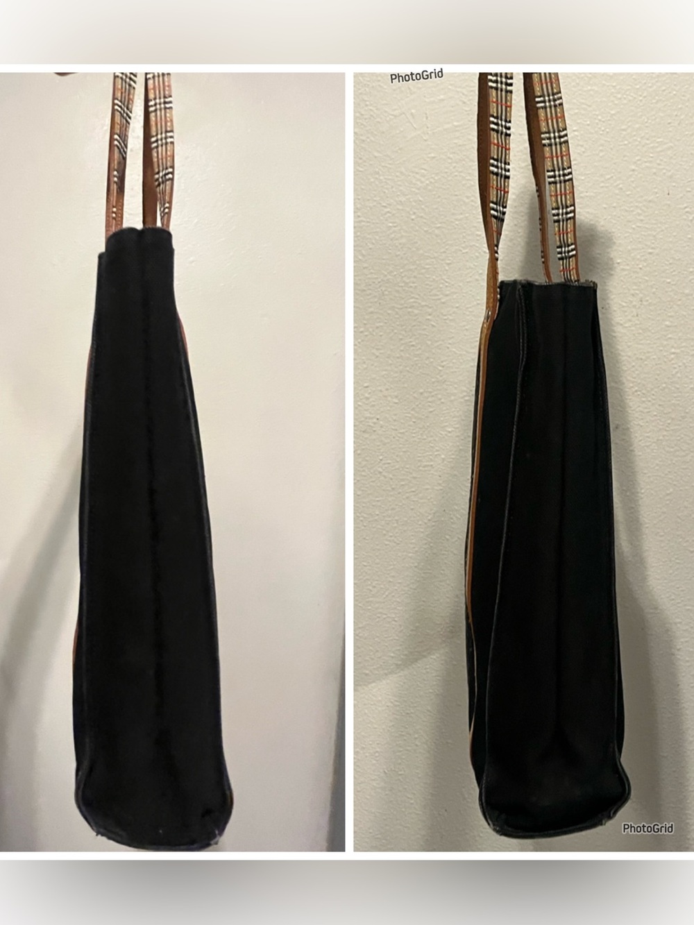 BURBERRYS Blue Label Vintage Canvas & Leather Shoulder Bag Black Tan Nova Check - Picture 9 of 16